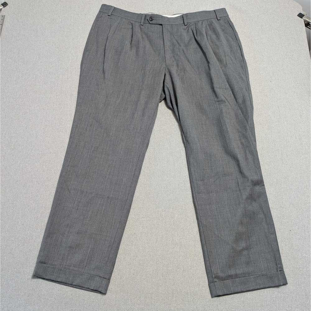 Ralph Lauren LRL Men's Grey 40x30 Wool Pleated Cuffed Dress Pants Prom Suit